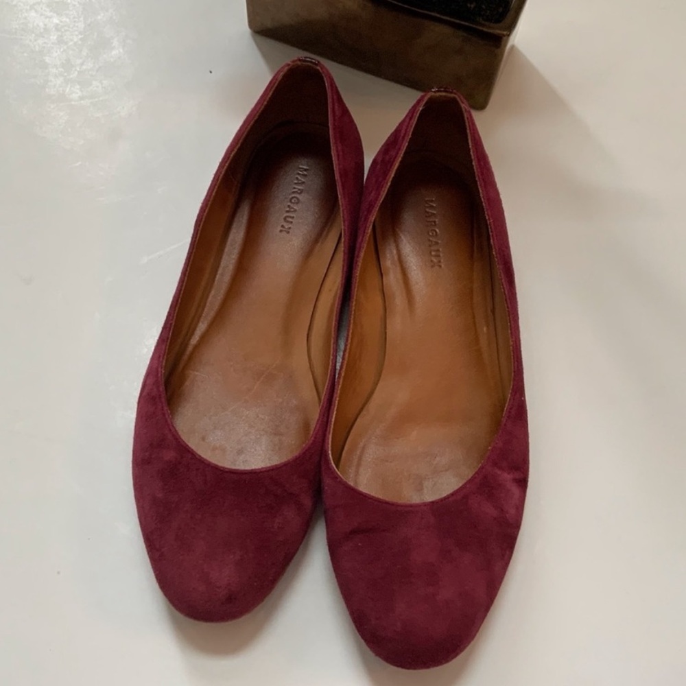 Margaux The Classic Ballet Flat in Burgundy Suede - Picture 2 of 12